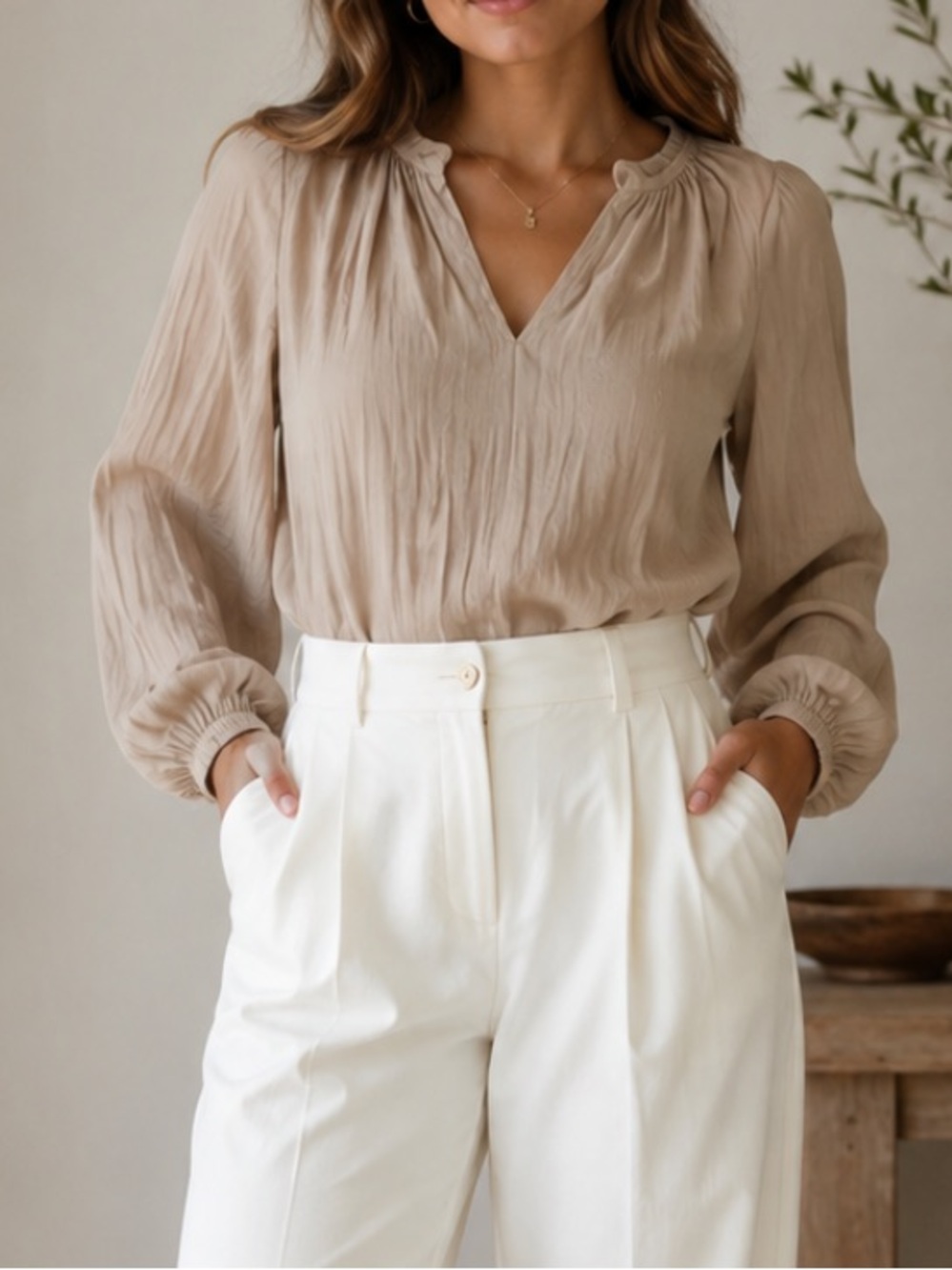 RACHEL Rachel Roy Notch Neck Silky Blouse XS